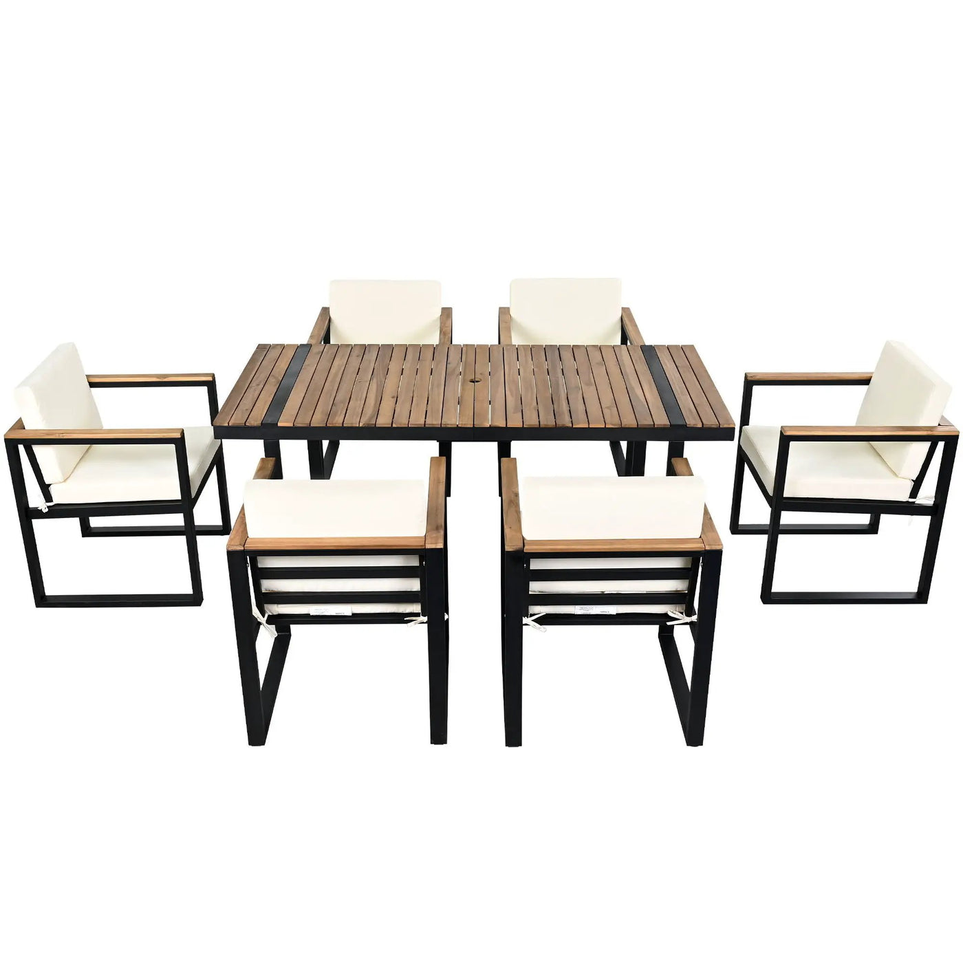 7 Pieces Outdoor Dining Set Patio Dining Table And Chair Set With And Removable Cushions For Patio by HouseOfZazla