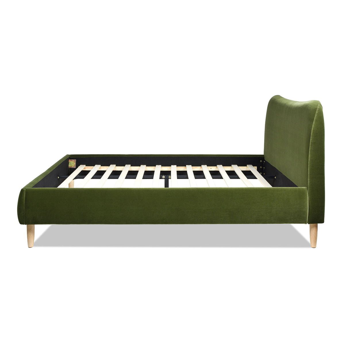 Curved Headboard Upholstered Platform Bed with Mattress Support - Black, White, Dark Green, photo 18 of 40