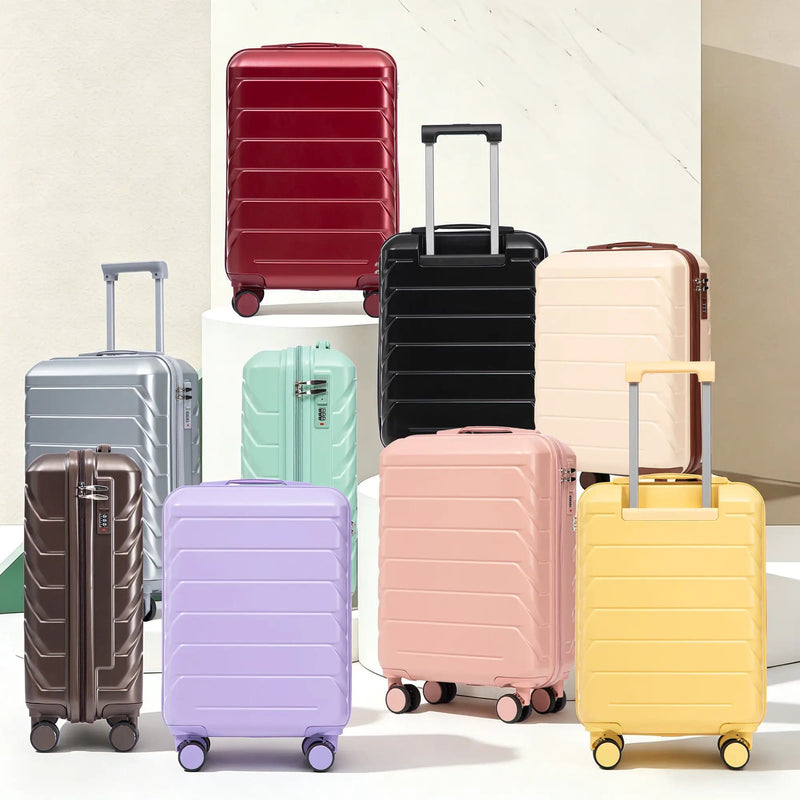 20 Inch ABS Hard Shell Travel Checked Luggage - Brown by HouseOfZazla