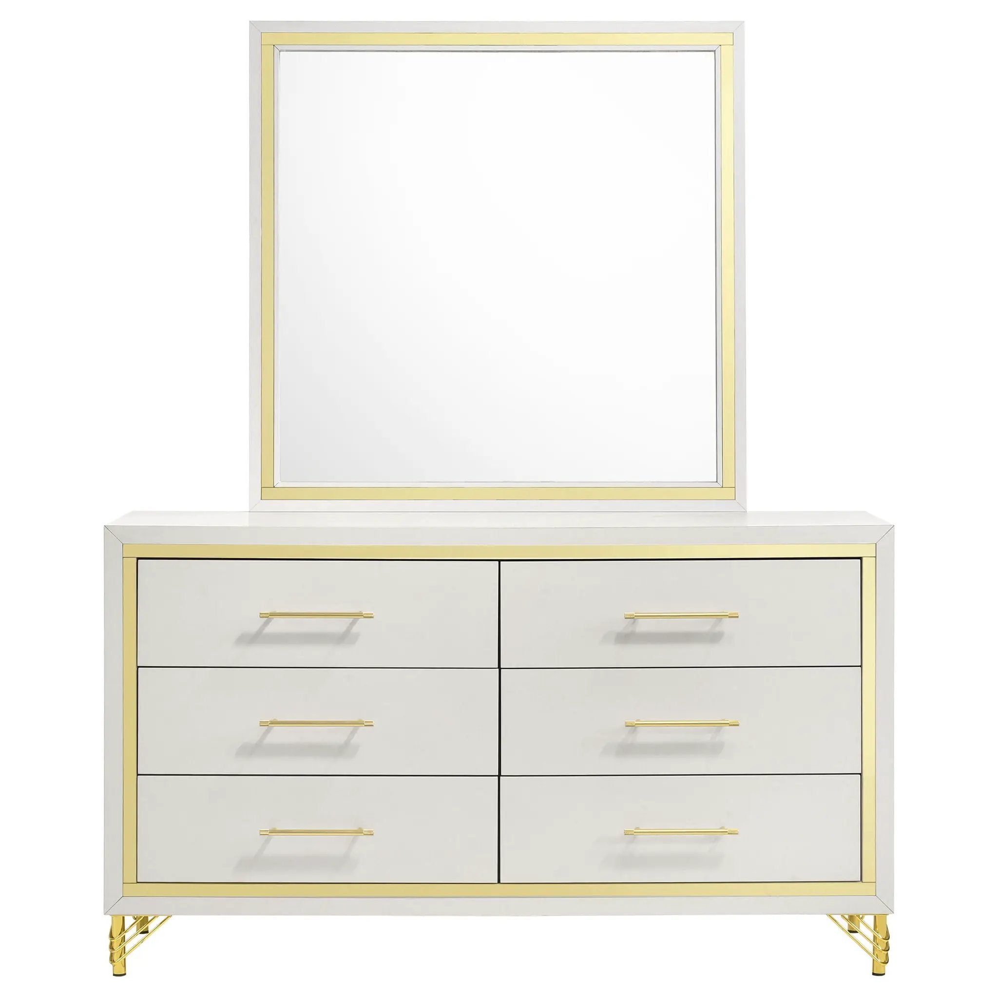 Lucia 6-drawer Dresser with Mirror White by Unique Piece Furniture