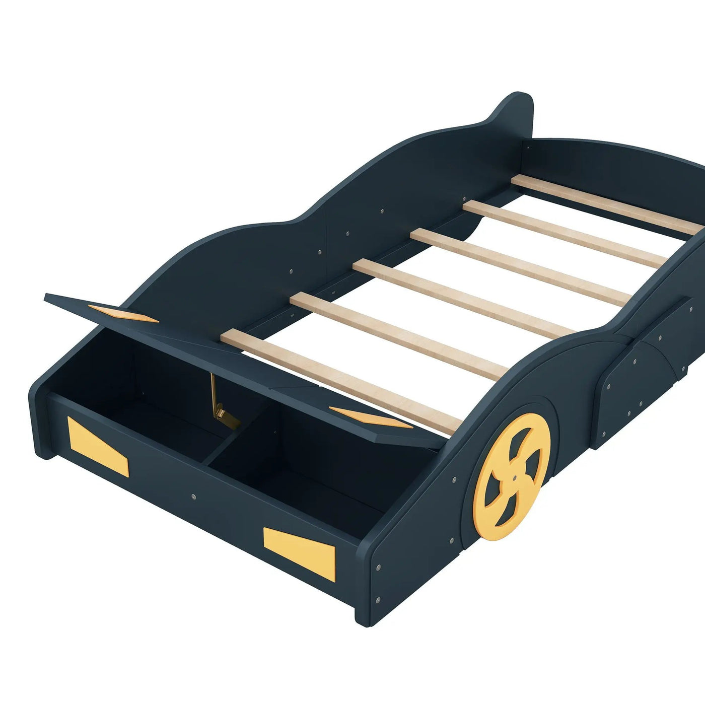 Race Car Shaped Platform Bed With Wheels And Storage by HouseOfZazla