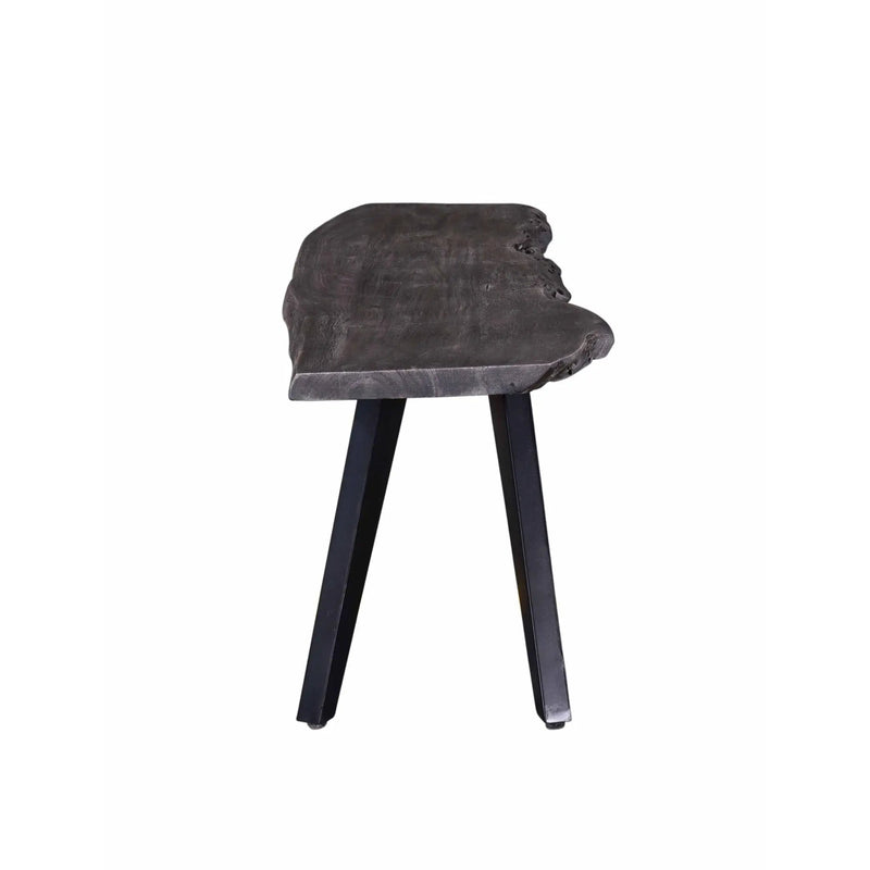 Modern Acacia Wood Dining Bench, Live Edge Design Accent Bench With Iron Legs - Black / Gray by HouseOfZazla