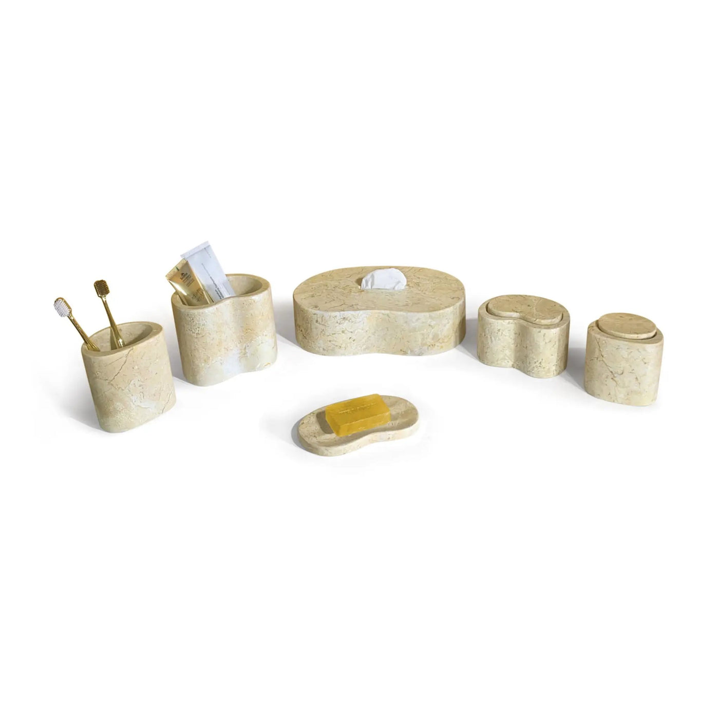 Elegant Natural Marble Bathroom Accessories Set by HouseOfZazla