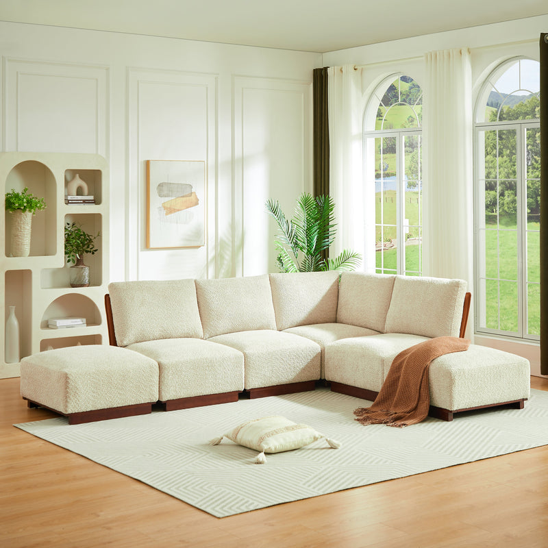 Velora 116 in. 6-Piece L Shaped Boucle Modular Sectional Sofa - Sesame, photo 6 of 10