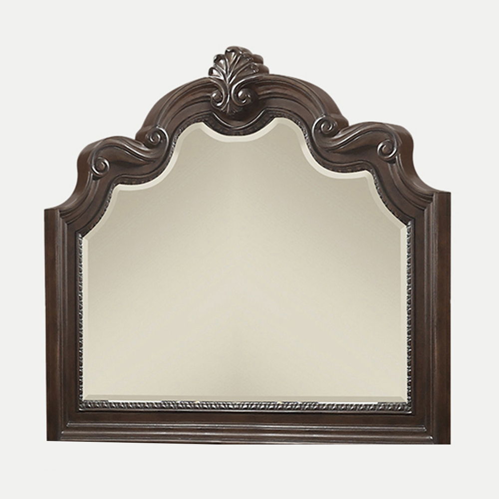 Mahogany Ornate Mirror with Beveled Glass - Mahogany, photo 3 of 5