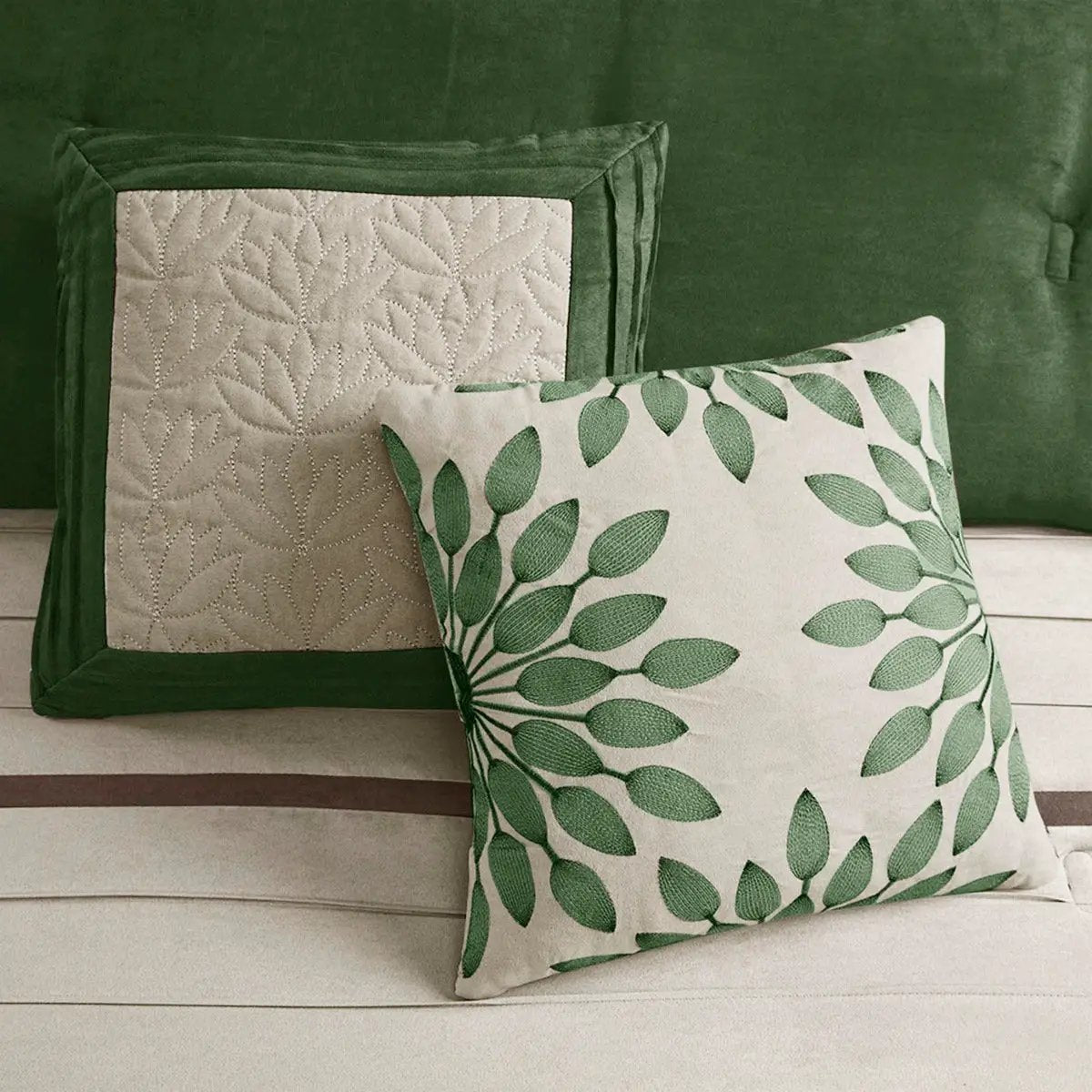 7 Pc Faux Suede Comforter Set Green King by HouseOfZazla