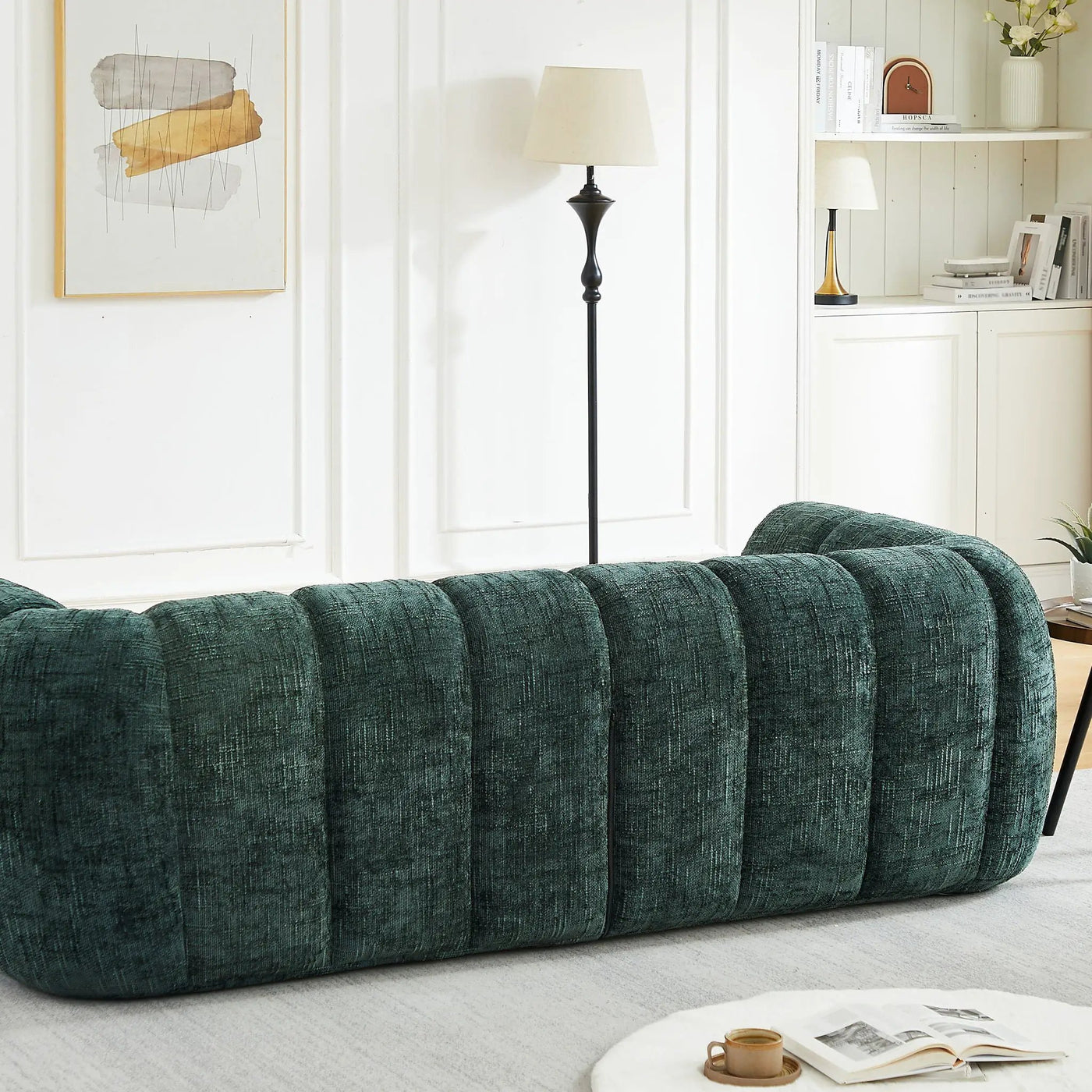 Quilted Cloud Sofa With Rounded Armrests And Piano Key Backrest Design by HouseOfZazla