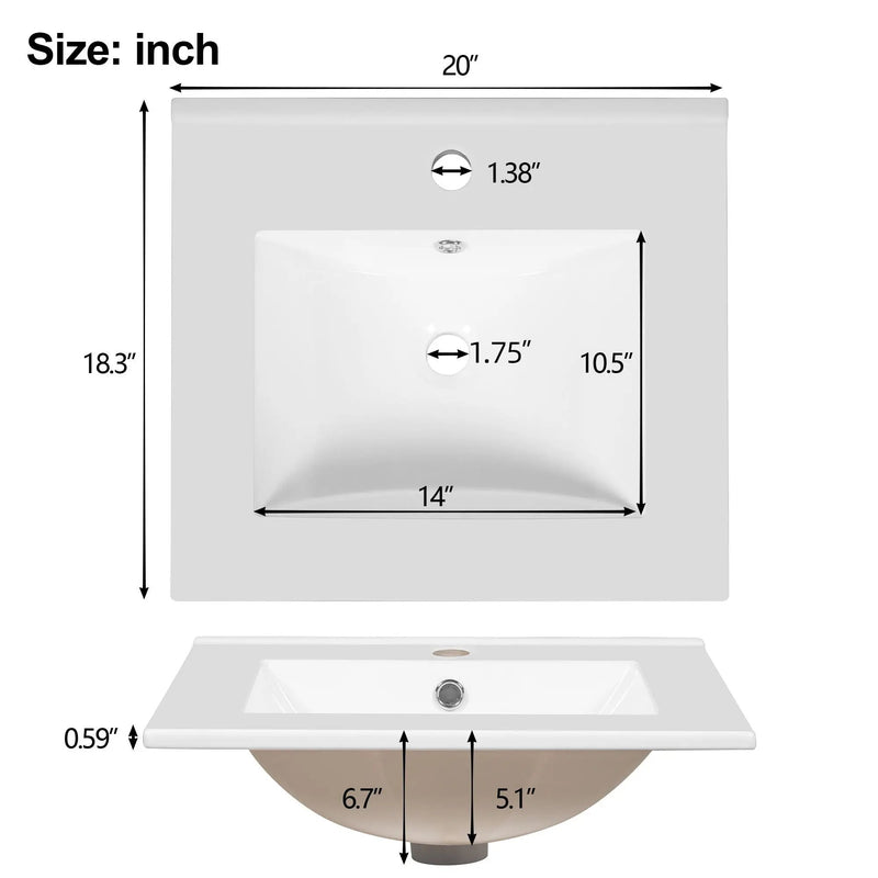 Bathroom Vanity With Ceramic Sink, Soft Close Drawers, Door Organizer, Divider Drawer, Adjustable Foot Pads by HouseOfZazla