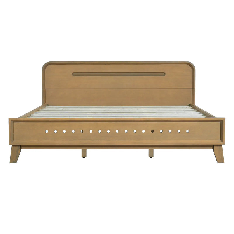 Pine Solid Wood Queen Size Bed, Rustic Yellow by HouseOfZazla
