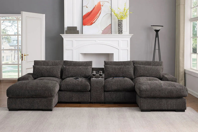 Nyeisha - Piece Upholstered Sofa & Chaise - Coffee by HouseOfZazla
