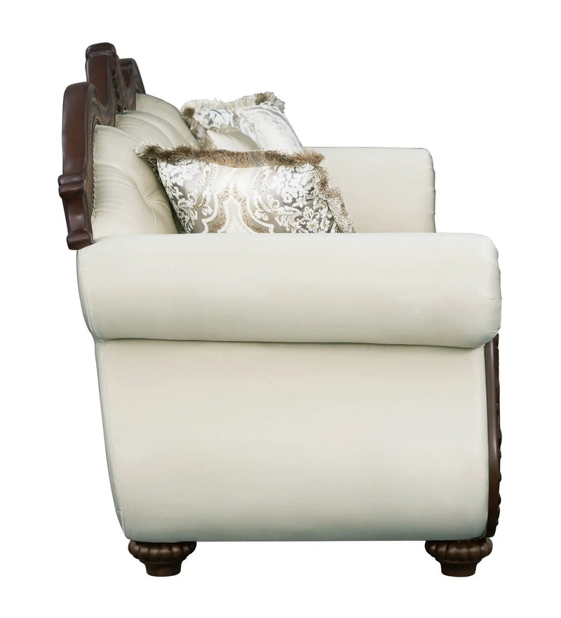 Pierce Sofa With 5 Pillows - Beige / Cherry by HouseOfZazla