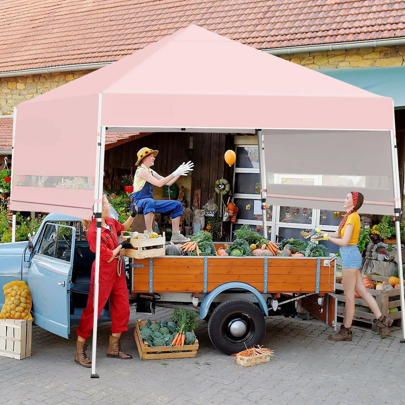 17 Feet x 10 Feet Foldable Pop Up Canopy with Adjustable Instant Sun Shelter by DirectDeals