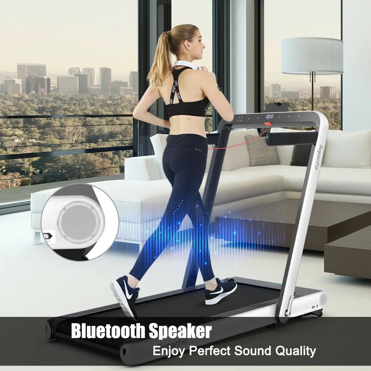 4.75HP 2 In 1 Folding Treadmill with Remote APP Control by DirectDeals