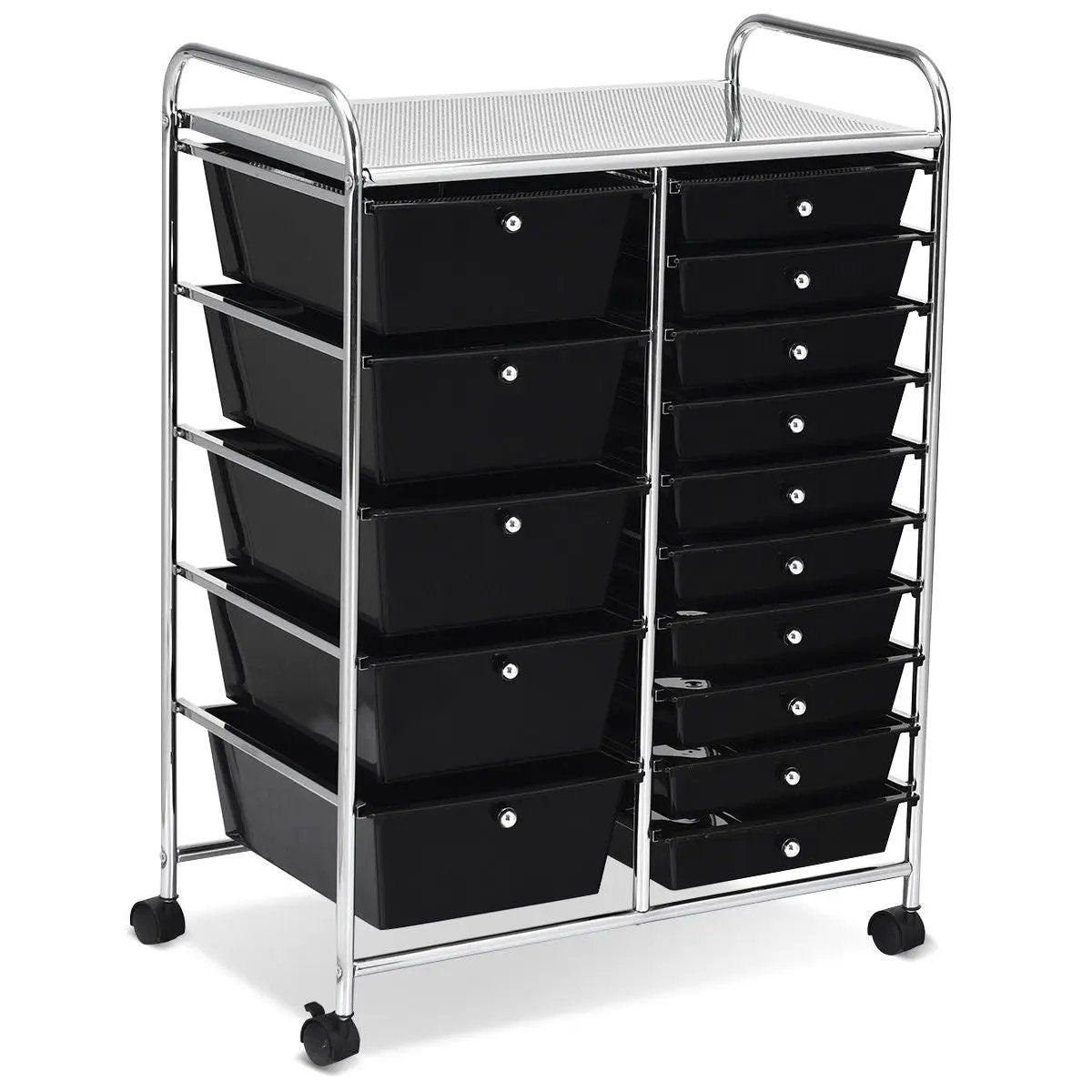 15-Drawer Utility Rolling Cart with Drawers Multi-Use Storage-Icecream Multicolor by DirectDeals
