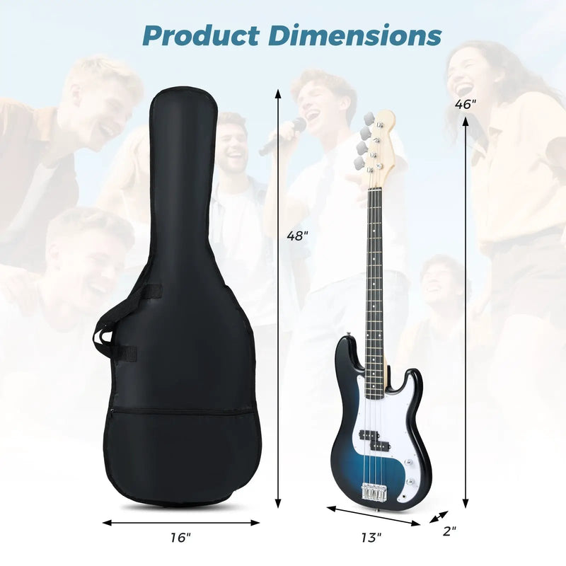 45.5 Inch Electric Bass Guitar with Double Pickups and Gig Bag for Beginners by DirectDeals