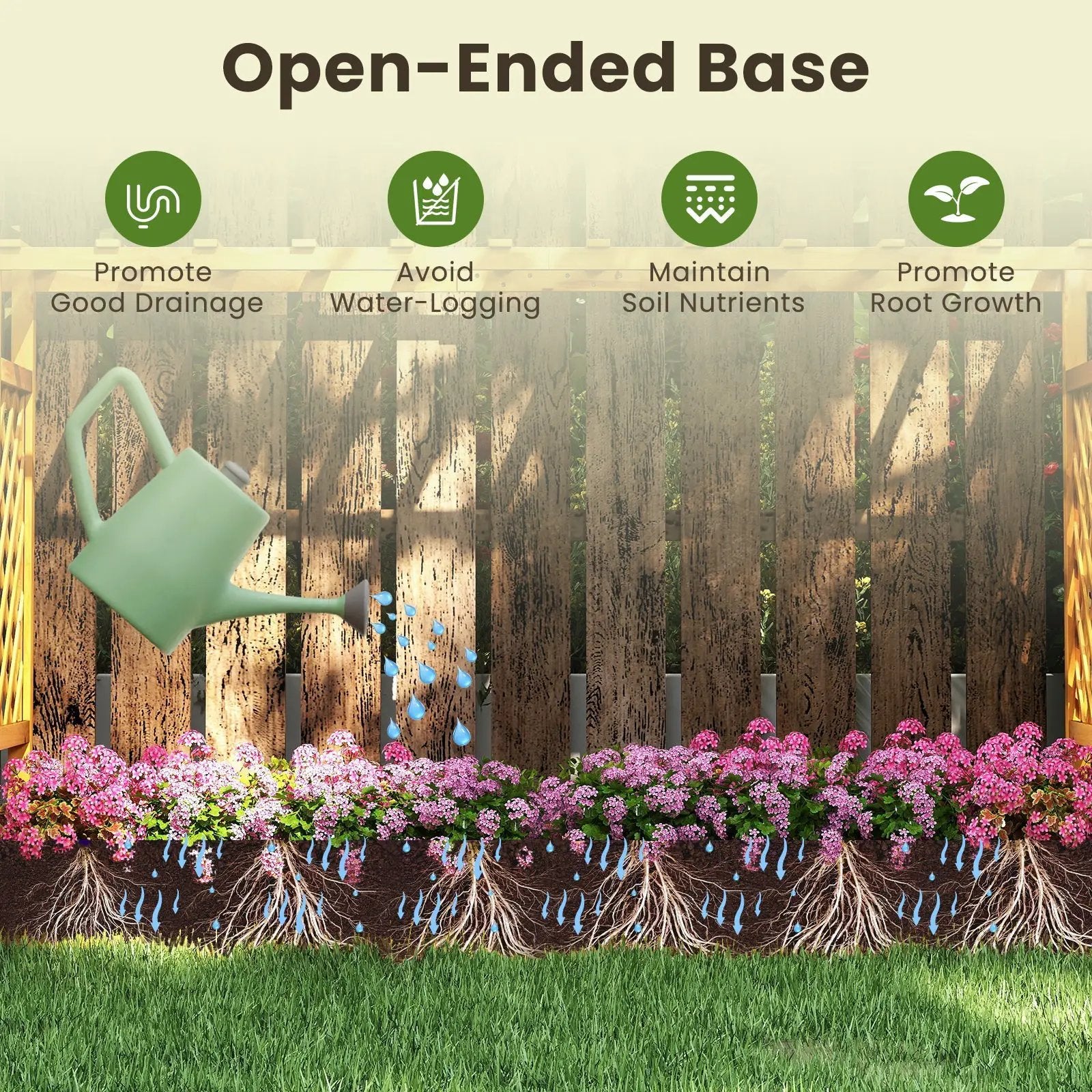 45 Inch Wooden Raised Garden Bed with Lattice Trellis for Outdoor-Natural by DirectDeals