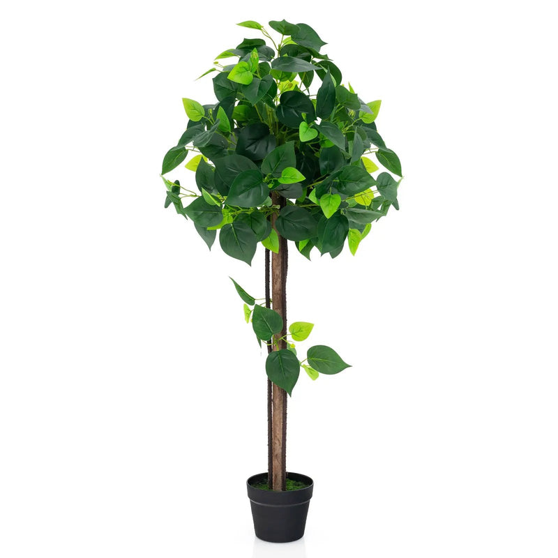 45 Inches Artificial Hydrangea Tree with Real Wood Trunk and Realistic Hydrangea Leaves by DirectDeals