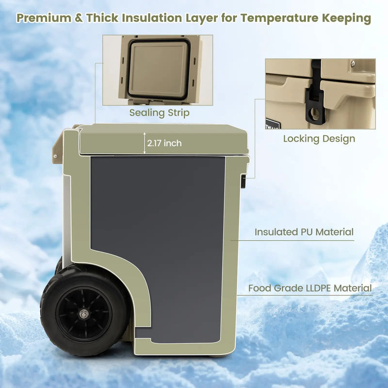 45 Quart Cooler Towable Ice Chest-Brown by DirectDeals