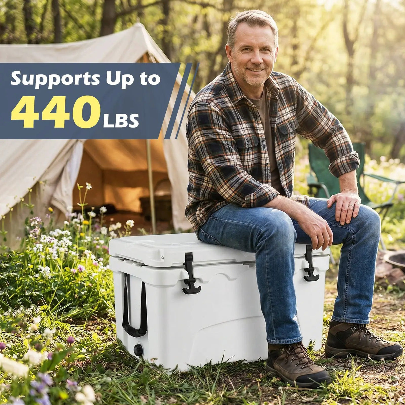 45 Quart Portable Hard Cooler Insulated Ice Chest Keeps Cool for up to 6 Days by DirectDeals