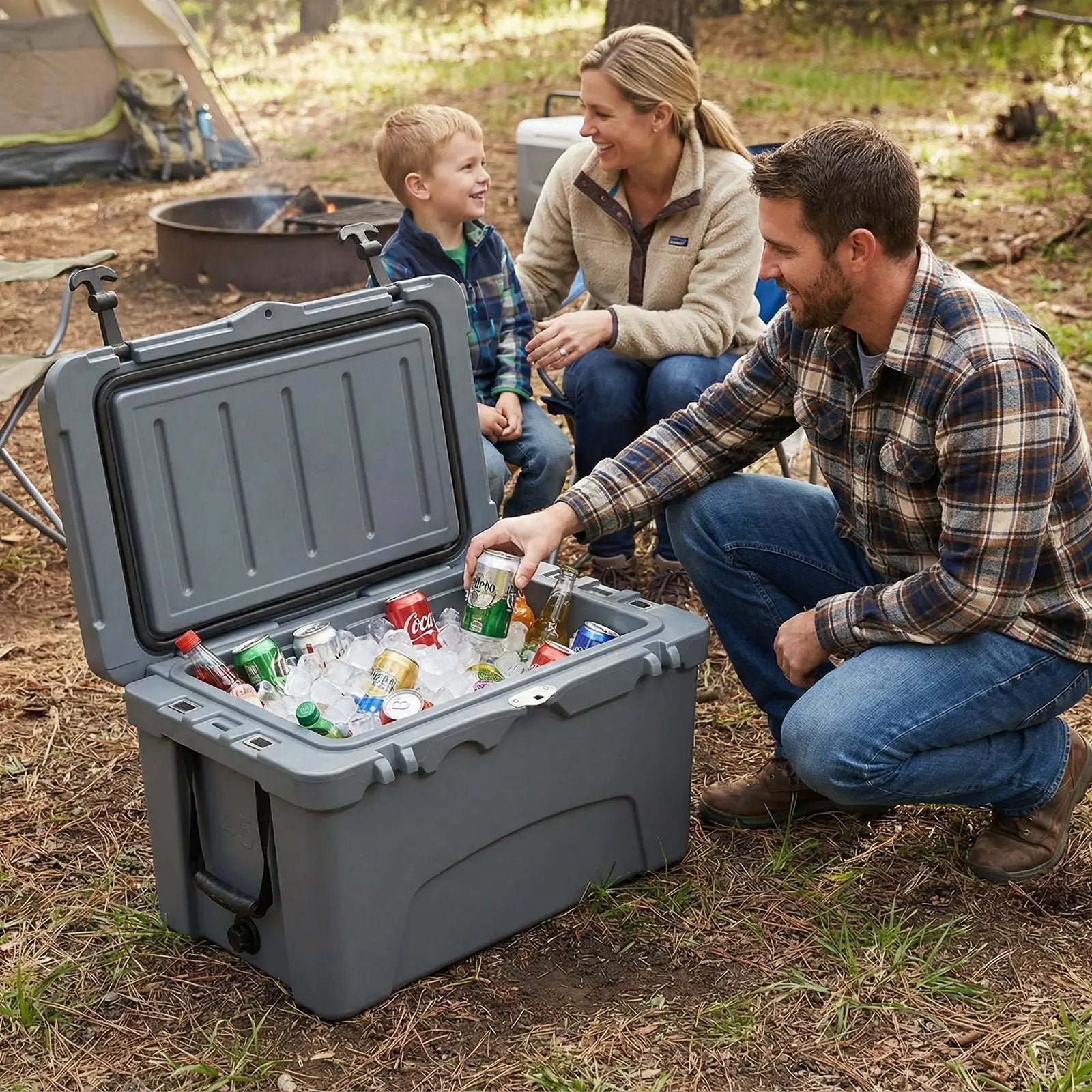 45 Quart Portable Hard Cooler Insulated Ice Chest Keeps Cool for up to
