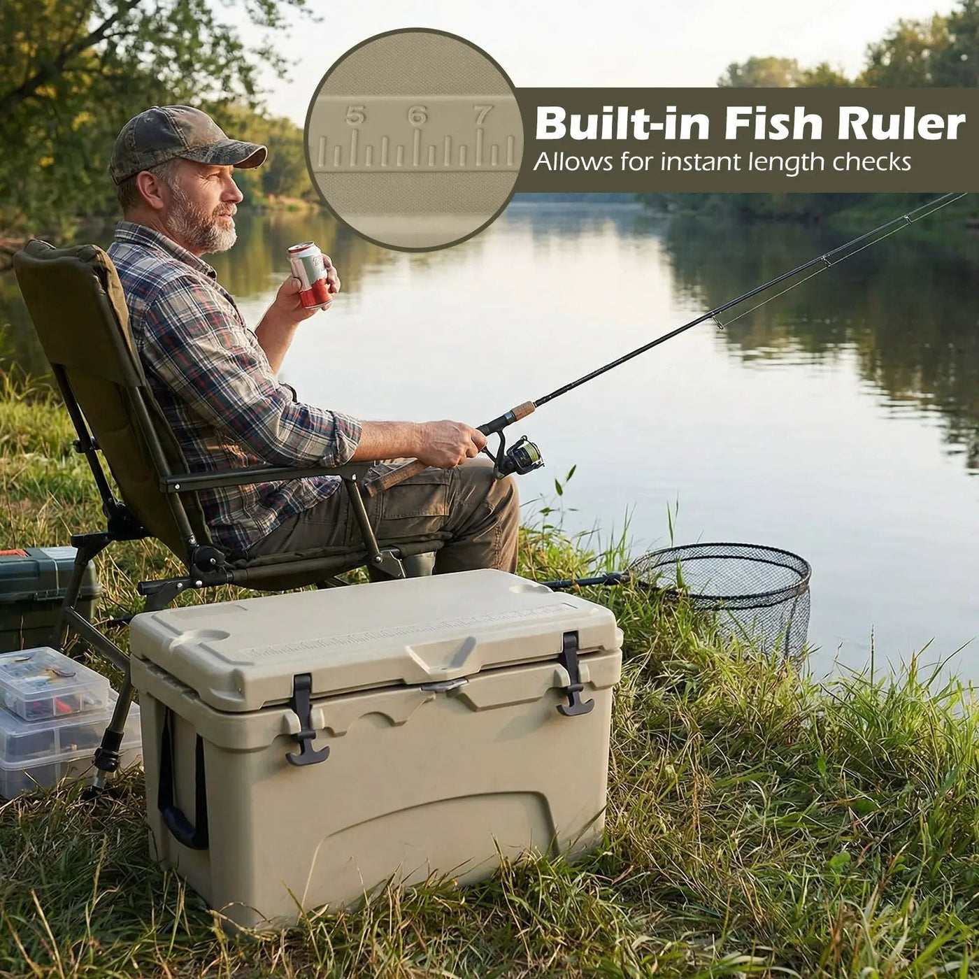 45 Quart Portable Hard Cooler Insulated Ice Chest Keeps Cool for up to 6 Days by DirectDeals