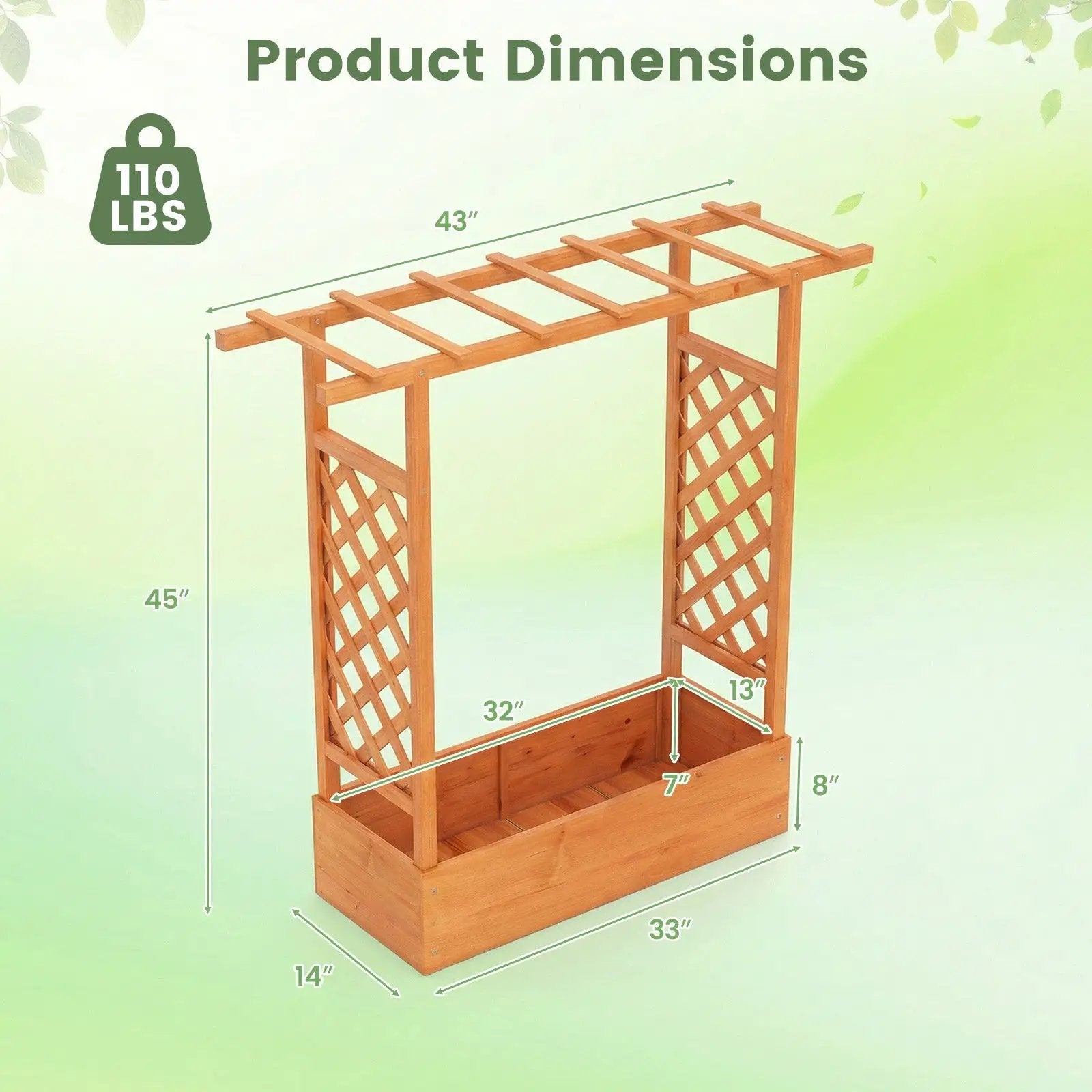 45 inch Tall Wooden Raised Garden Bed with Side Trellis and Hanging Roof by DirectDeals