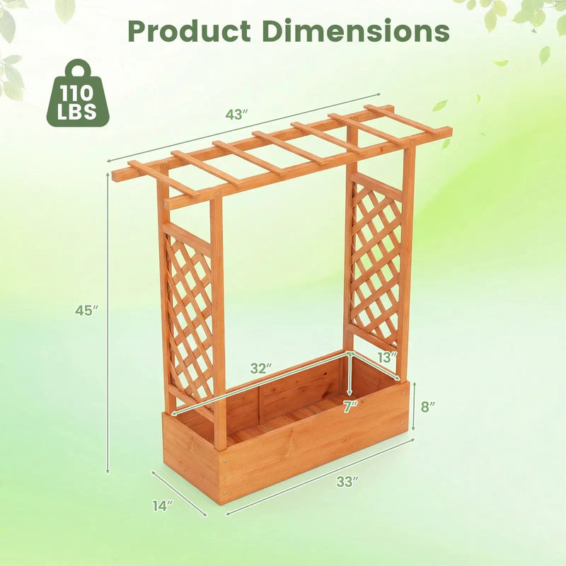 45 inch Tall Wooden Raised Garden Bed with Side Trellis and Hanging Roof by DirectDeals
