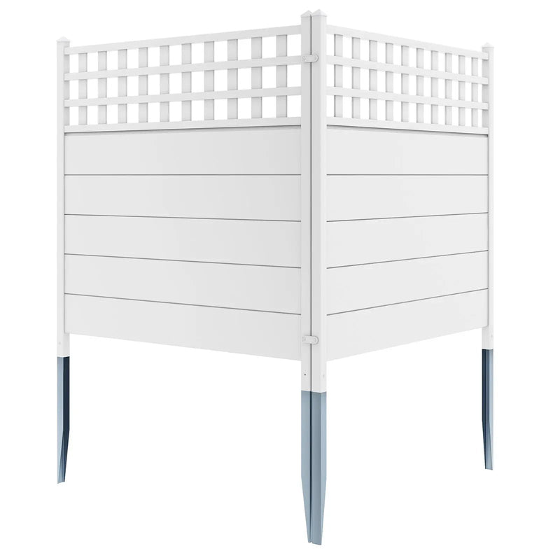 45 x 45.5 Inch Air Conditioner Fence Panels with Metal Ground Stakes-White by DirectDeals