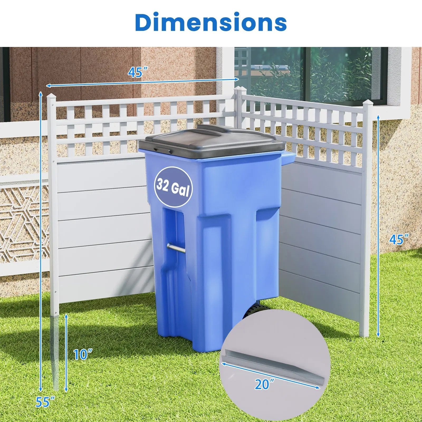 45 x 45.5 Inch Air Conditioner Fence Panels with Metal Ground Stakes-White by DirectDeals