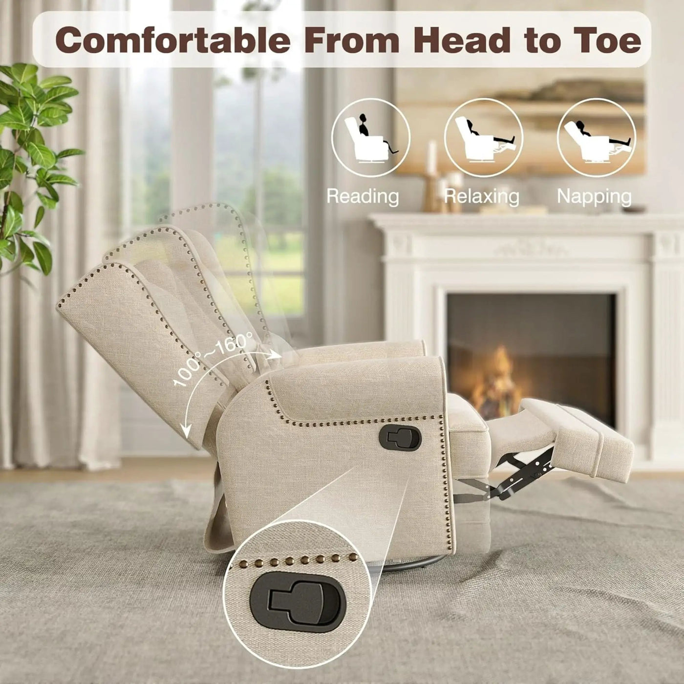 Extra Wide Swivel Recliner Glider Chair With Footrest by HouseOfZazla