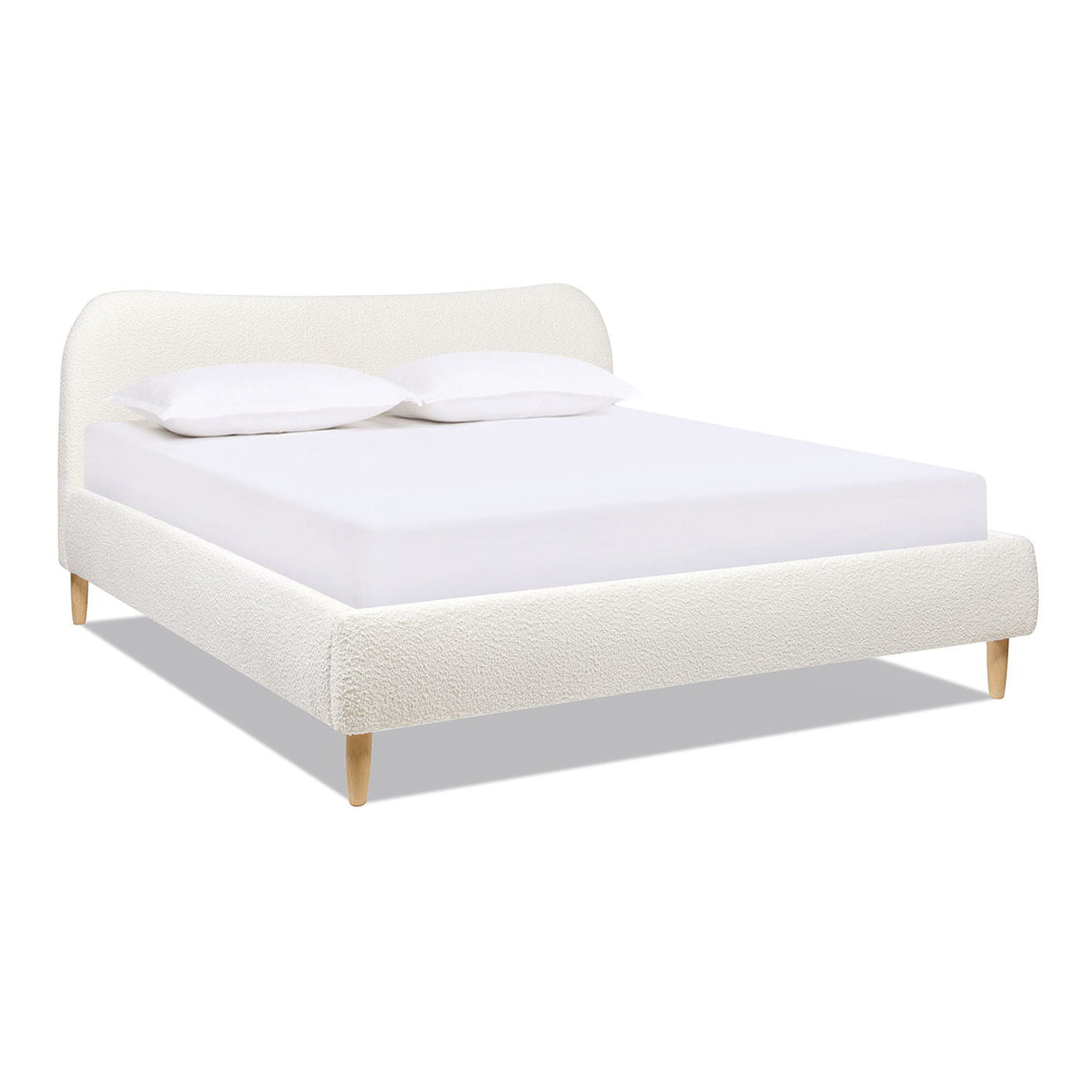 Curved Headboard Upholstered Platform Bed with Mattress Support - Black, White, Dark Green, photo 19 of 40