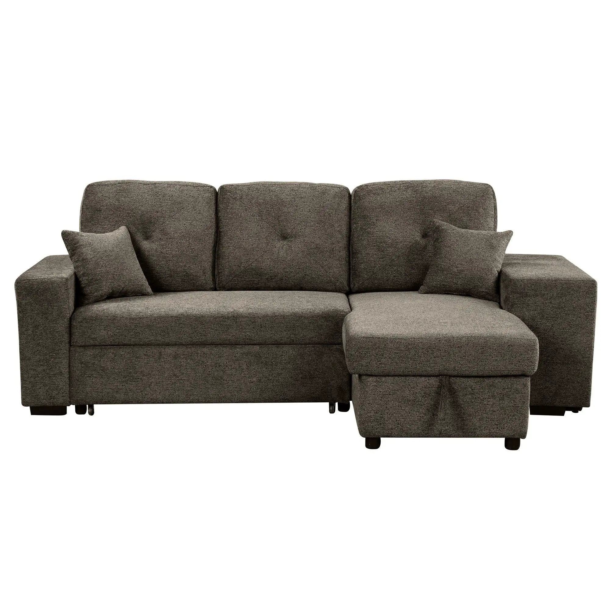 Reversible Sleeper Sectional Sofa Bed With Side Shelf And 2 Stools, Pull-Out L-Shaped Sofa Bed, Corner Sofa-Bed With Storage Chaise Left / Right Hande For Living Room by HouseOfZazla