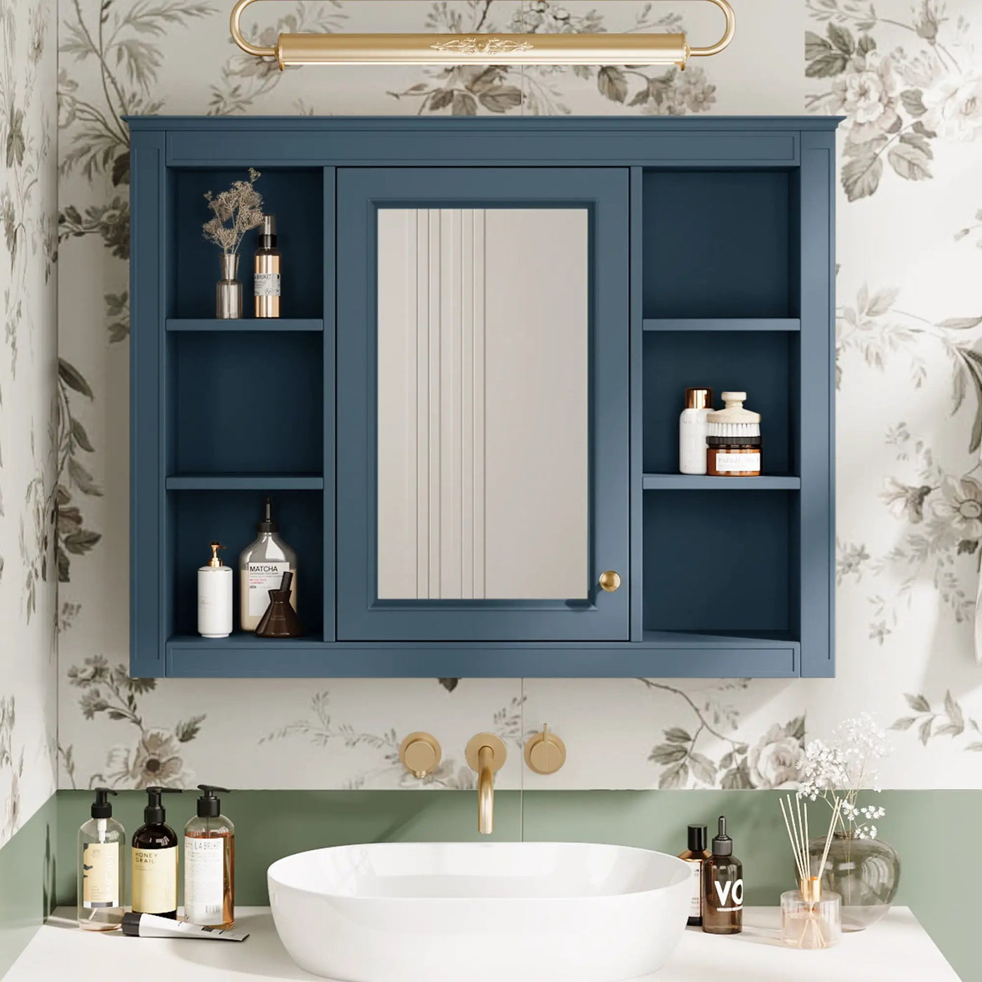 Wall Mounted Medicine Cabinet With Mirror, Storage Cabinet Featuring 6 Open Shelves And Adjustable Interior by Unique Piece Furniture