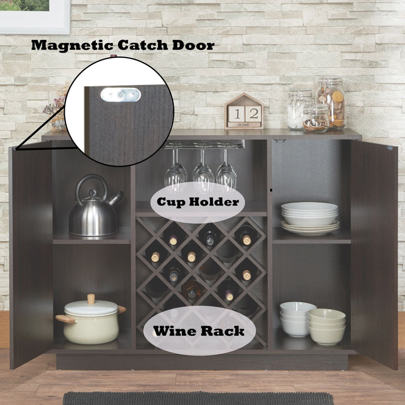 Espresso Wine Cabinet with 18-Bottle Rack - Hazen Collection, photo 4 of 4