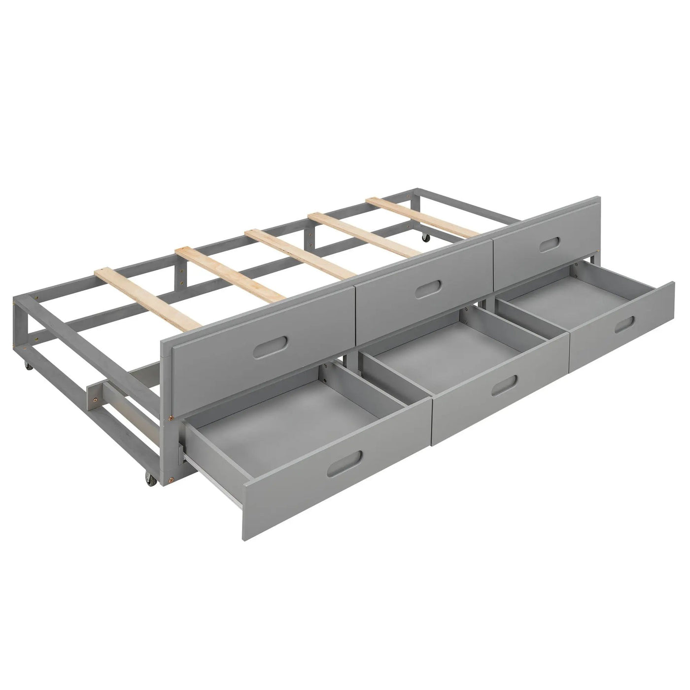 Platform Bed With Storage Headboard, USB, Trundle And 3 Drawers by HouseOfZazla
