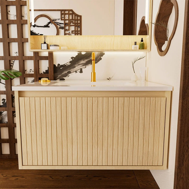Wall Mounted Floating Bathroom Vanity With Sink And Drawers by Unique Piece Furniture