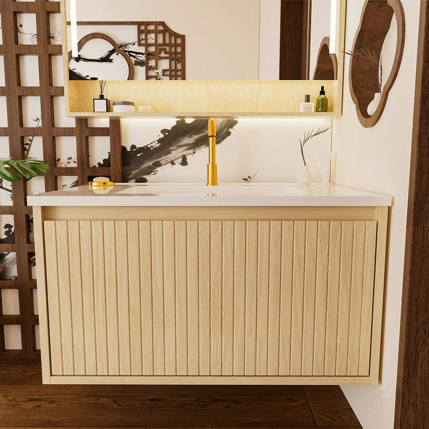 Wall Mounted Floating Bathroom Vanity With Sink And Drawers by HouseOfZazla