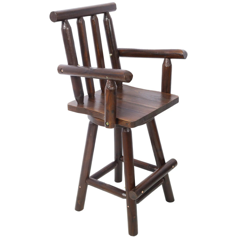 Rustic Bar Stool, Fir Wood Construction, Wide Armrest by Unique Piece Furniture