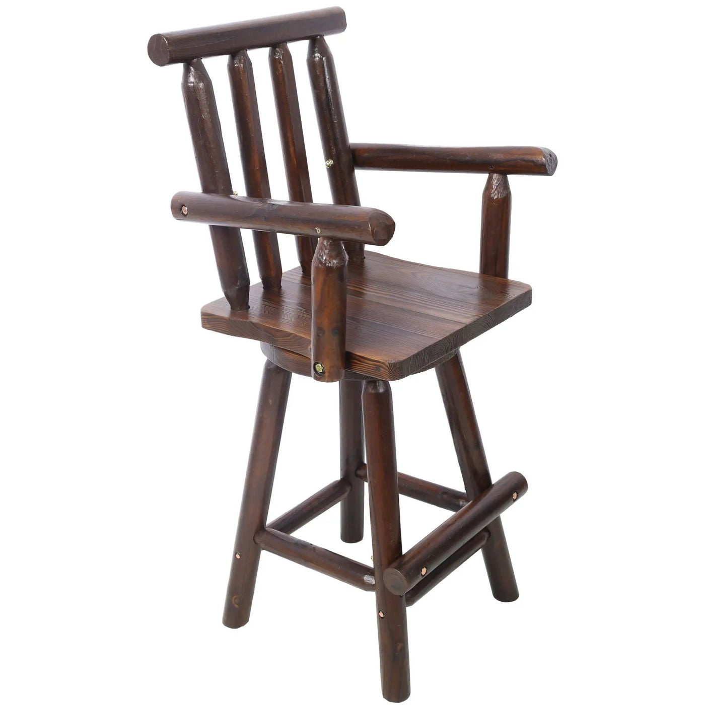 Rustic Bar Stool, Fir Wood Construction, Wide Armrest by HouseOfZazla