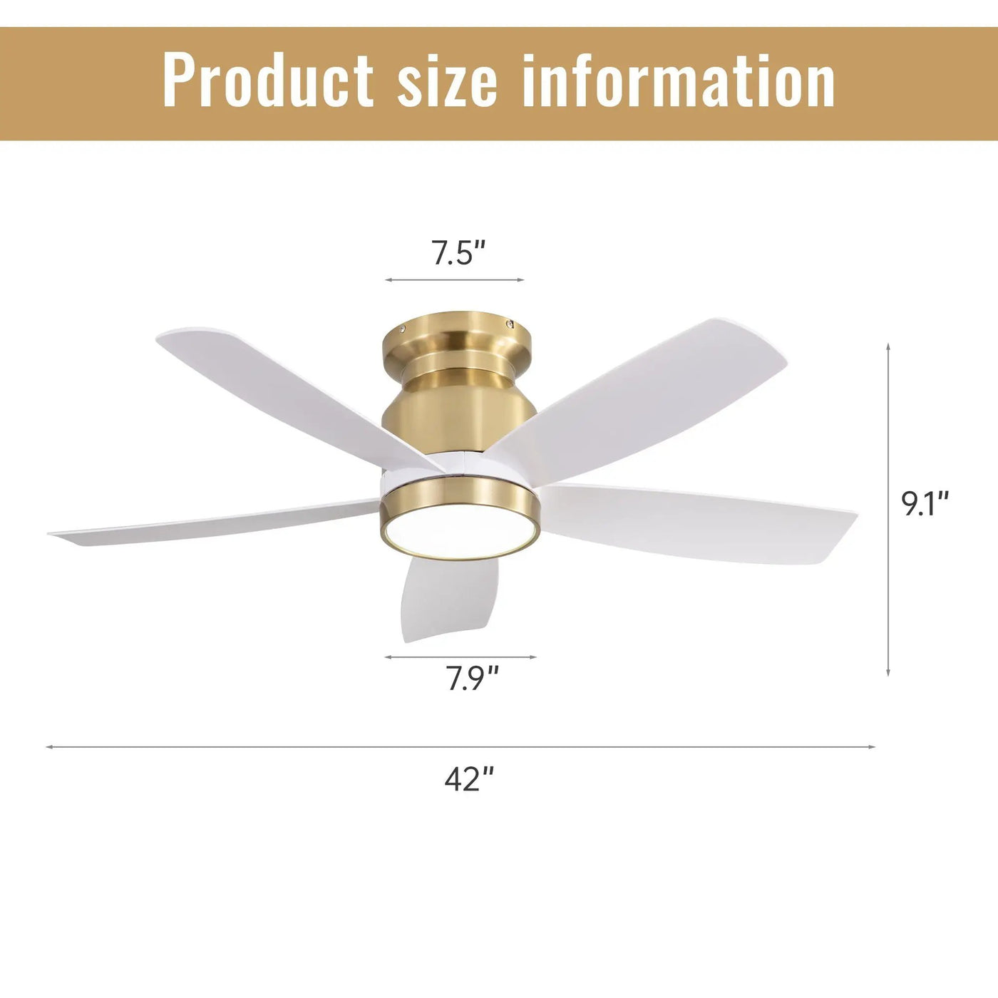 Flush Mount Ceiling Fan with LED Light and Remote Control by HouseOfZazla