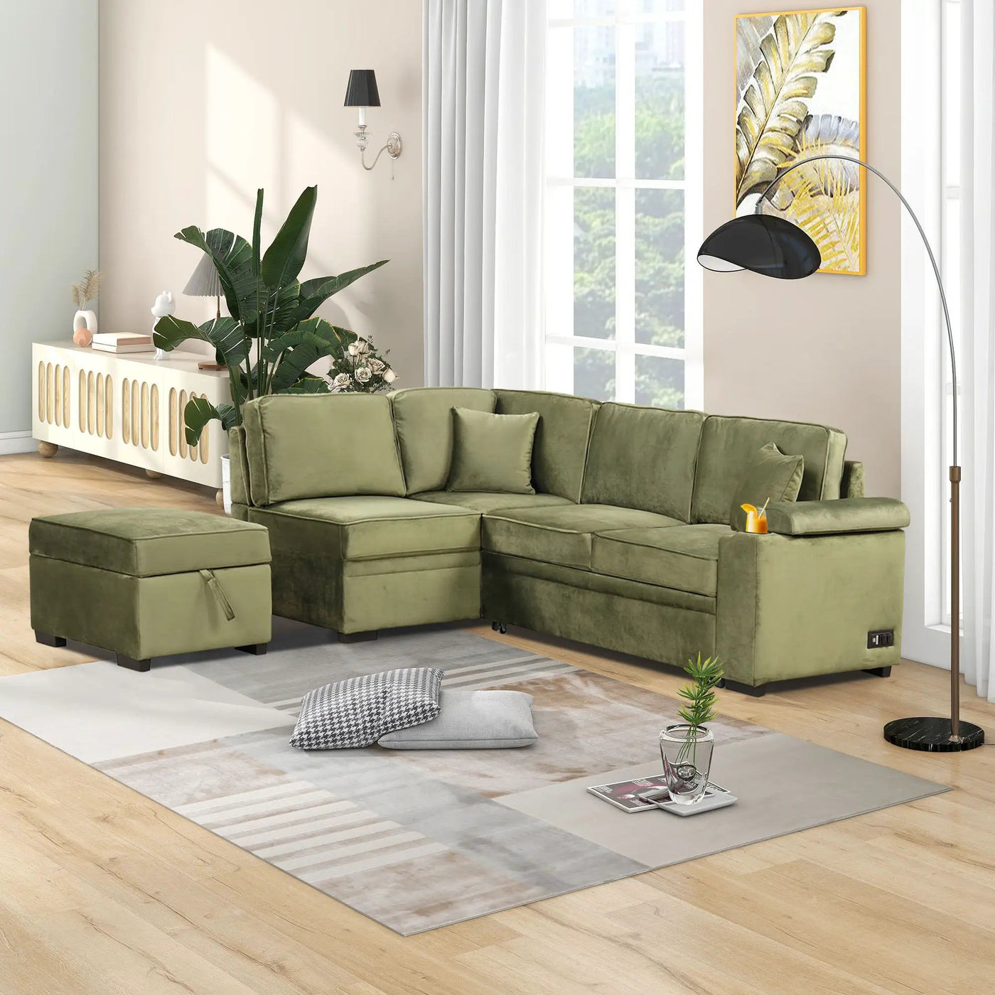 Sleeper Sofa Bed, 2 In 1 Pull Out Sofa Bed L Shape Couch With Storage Ottoman For Living Room, Bedroom Couch And Small Apartment by HouseOfZazla