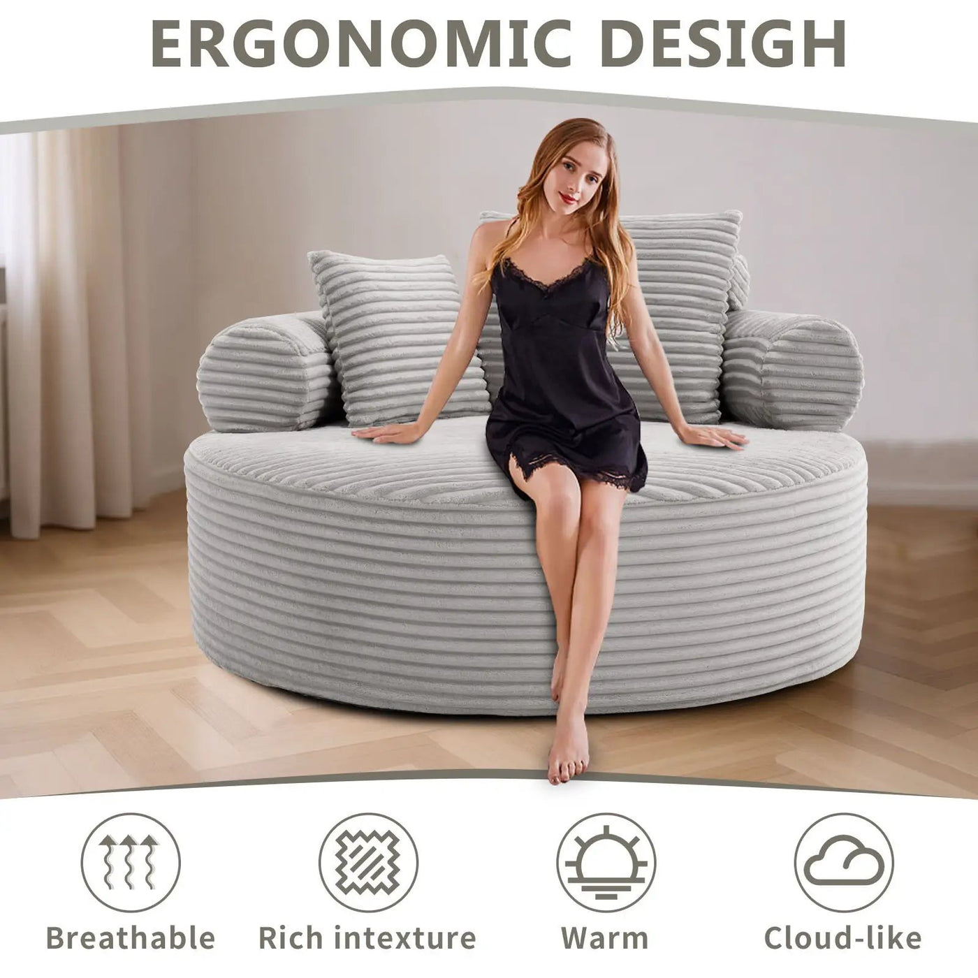 Round Sofa Bed With 3 Pillows For Living Room by HouseOfZazla