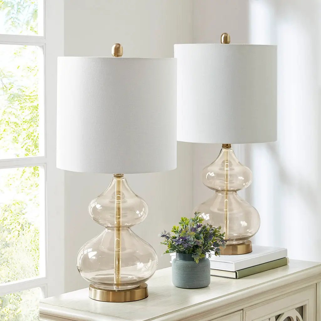 Ellipse Curved Glass Table Lamp, Set of 2 by HouseOfZazla