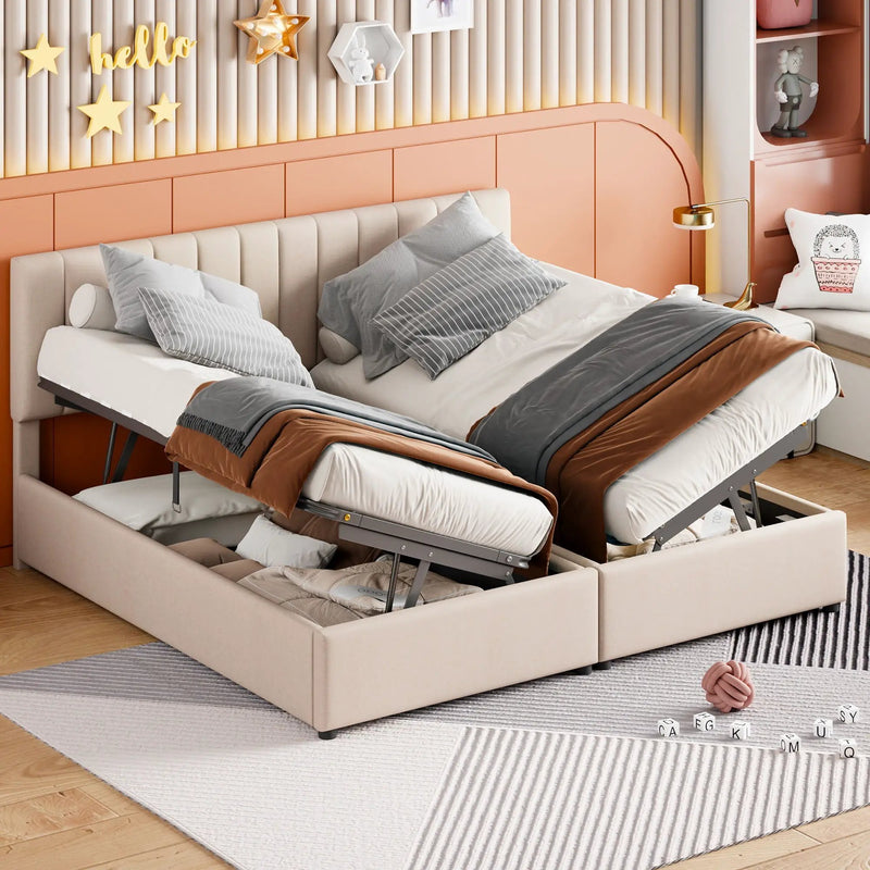 Upholstered Platform Bed With A Hydraulic Storage System by Unique Piece Furniture