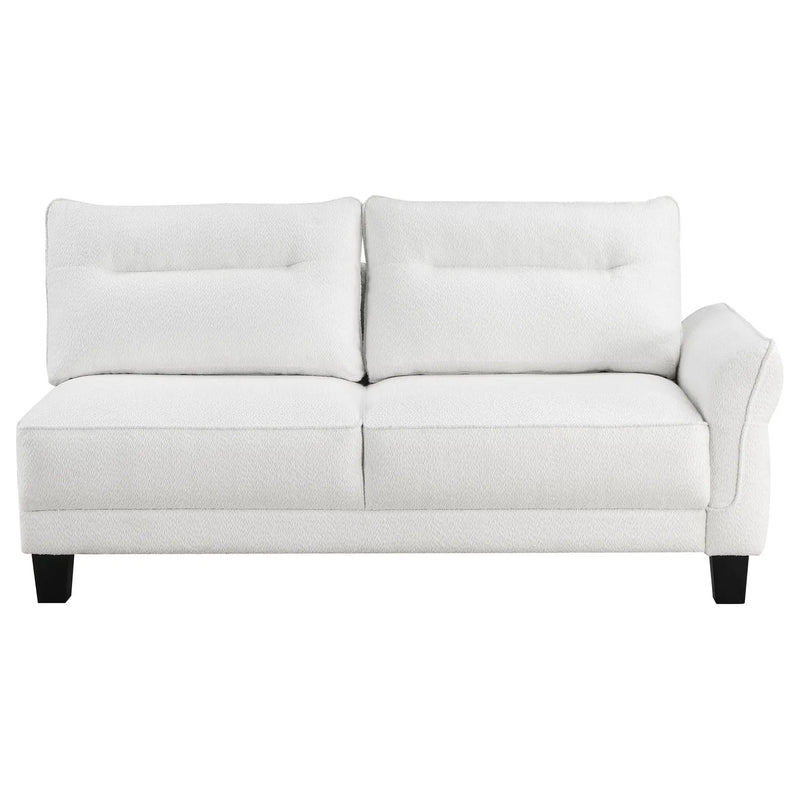 Caspian Upholstered Curved Arm Chaise Sectional Sofa White by Unique Piece Furniture