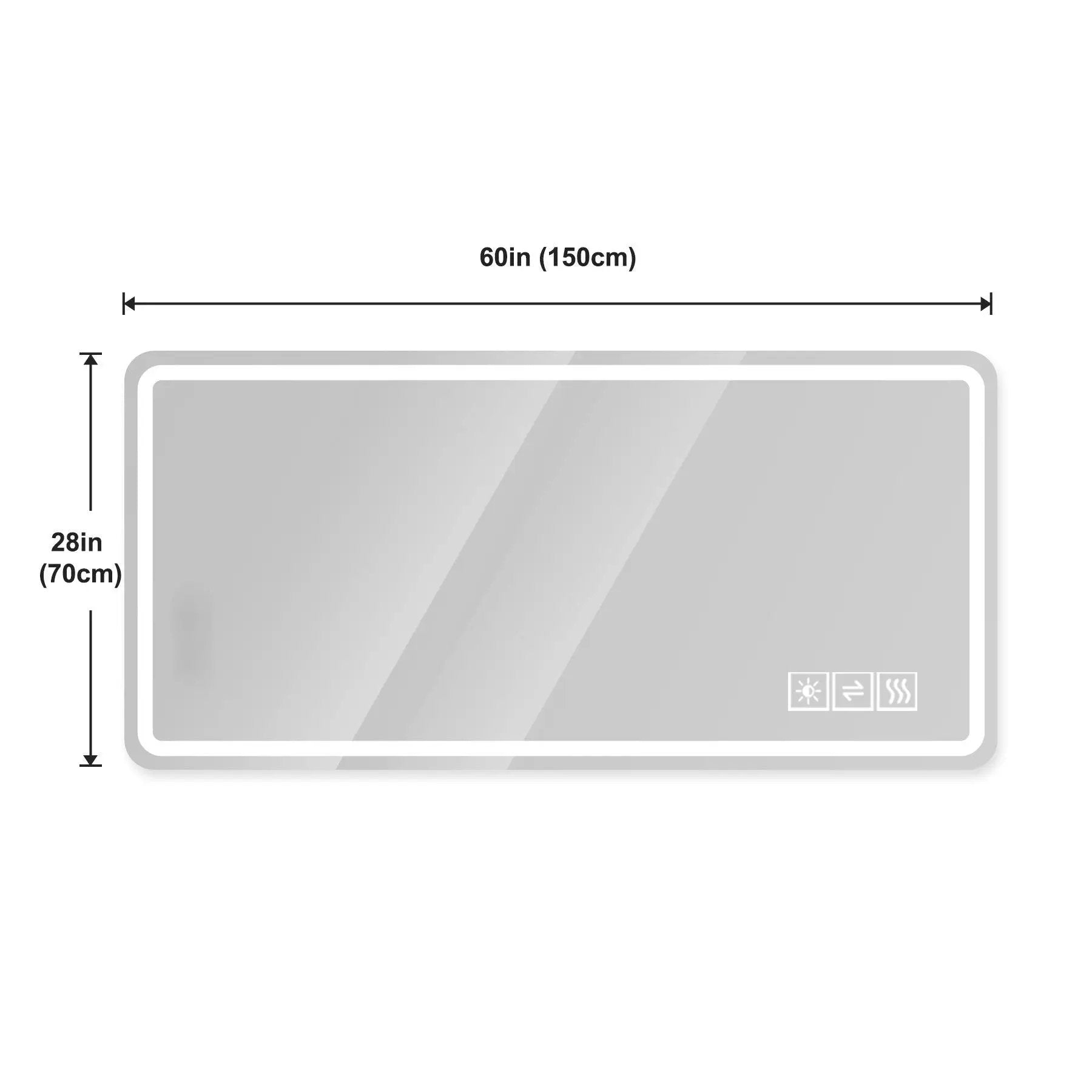 Frameless LED Bathroom Mirror Vanity With Anti Fog Front Lights - Silver by Unique Piece Furniture