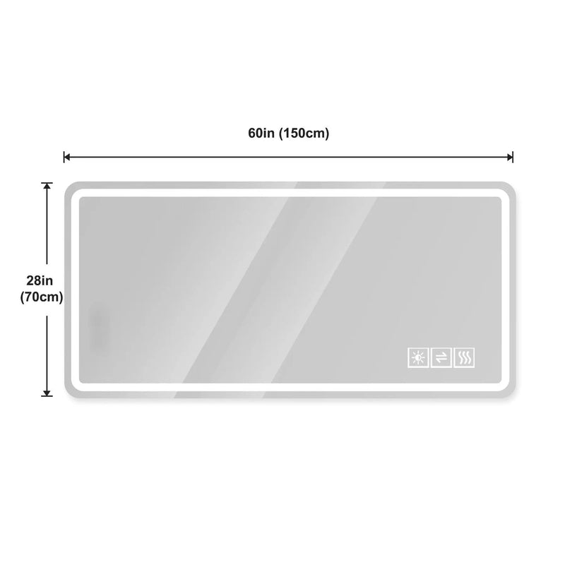 Frameless LED Bathroom Mirror Vanity With Anti Fog Front Lights - Silver by HouseOfZazla