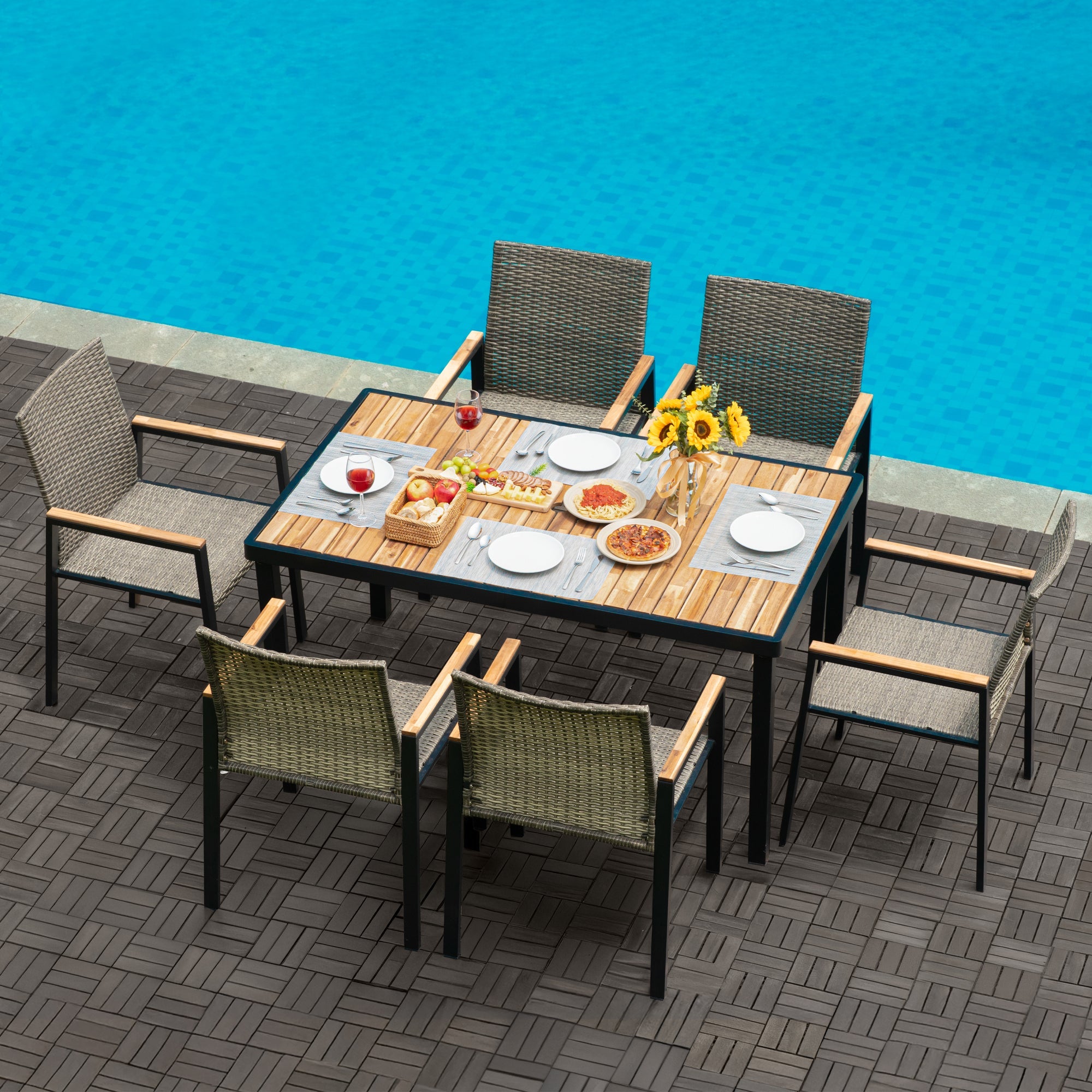 All Weather 7-Piece Patio Dining Table Set by HouseOfZazla