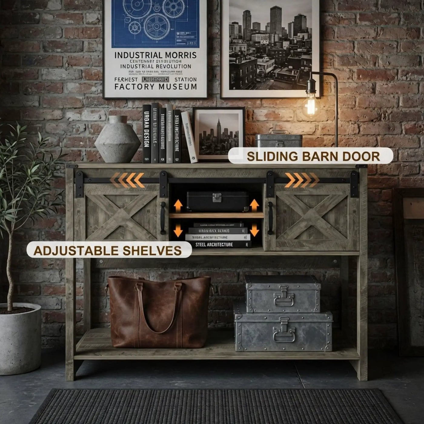 Farmhouse Entryway Table With Sliding Barn Door by HouseOfZazla