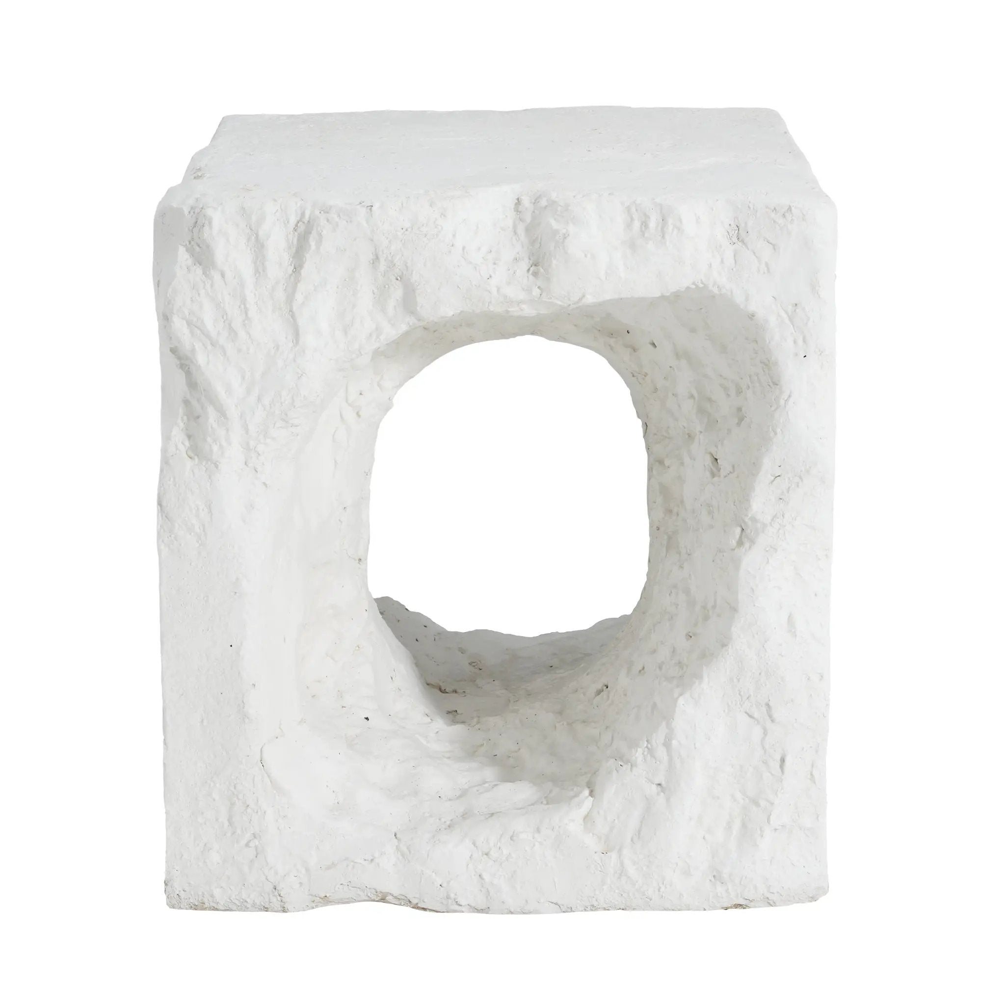Lyra Outdoor Patio Karst Cave Inspired MGO Side Table White by HouseOfZazla
